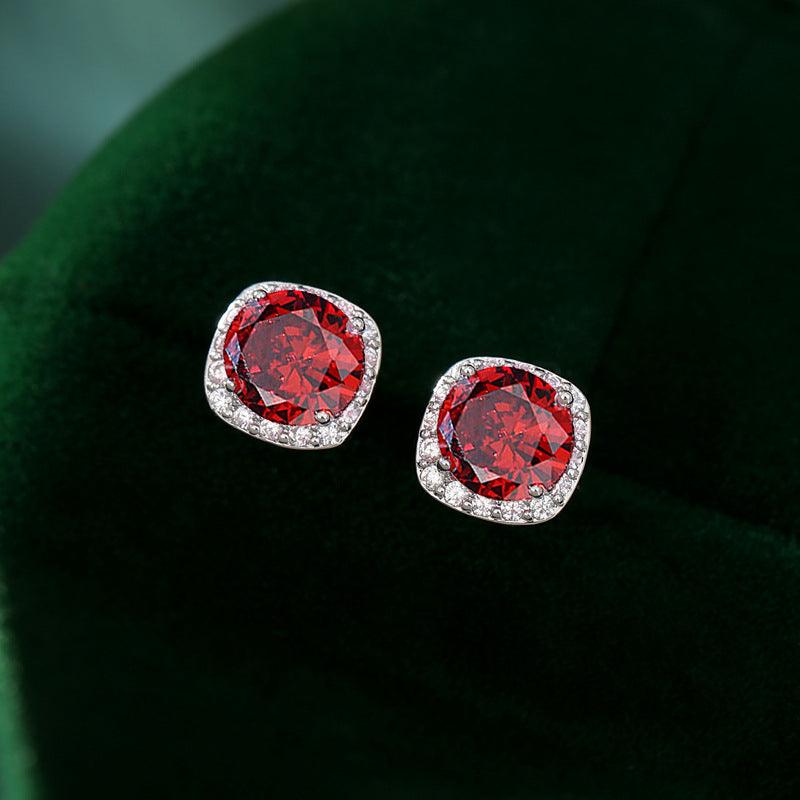 Color small square diamond earrings nail zircon earrings 528019159543 - COCOMELODY