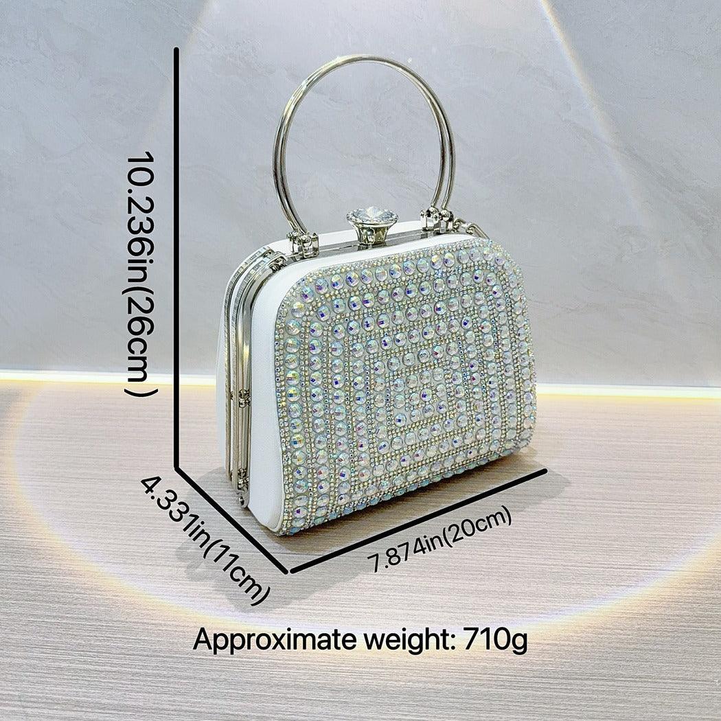 Diamond-set clutch bag Women's Party Bag Rhinestone Tote Delicate diagonal dinner bag 763988820276 - COCOMELODY