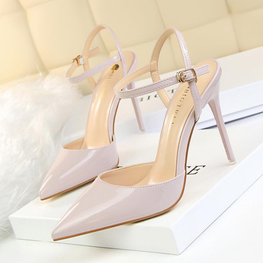Silver Metallic Slingback Heel Sandals 552220831213 - COCOMELODY