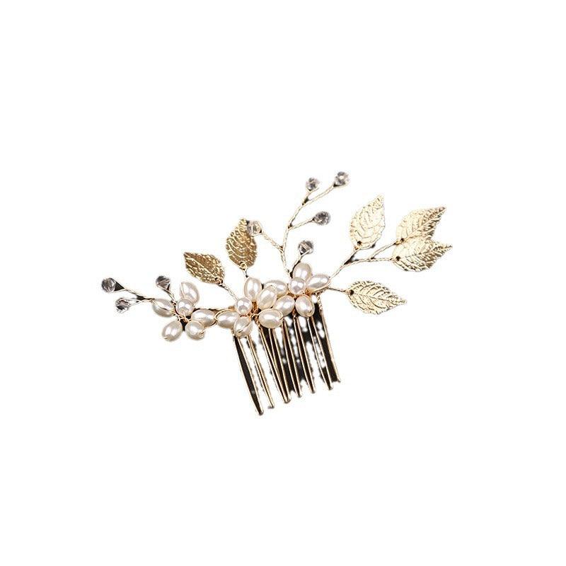 Golden Leaf Bride Combs 2 Pieces 7969295597726 - COCOMELODY