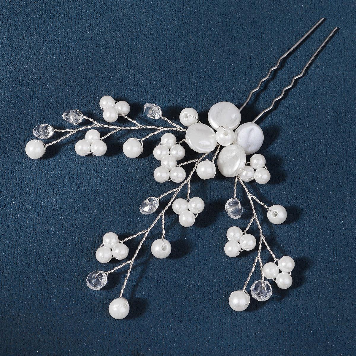 Wedding Hair Comb Pearl Crystal Bride Hair Accessories Set of 3 755481715795 - COCOMELODY