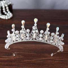 Bridal handmade Pearl tiara Pop Crystal accessories Princess headband Alloy rhinestone Women's Tiara 625613705276 - COCOMELODY