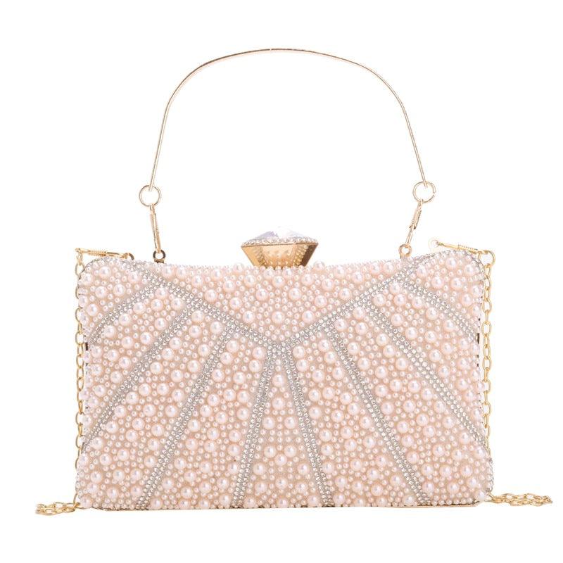 Pearl and diamond banquet clutch dress evening bag 823414689997 - COCOMELODY