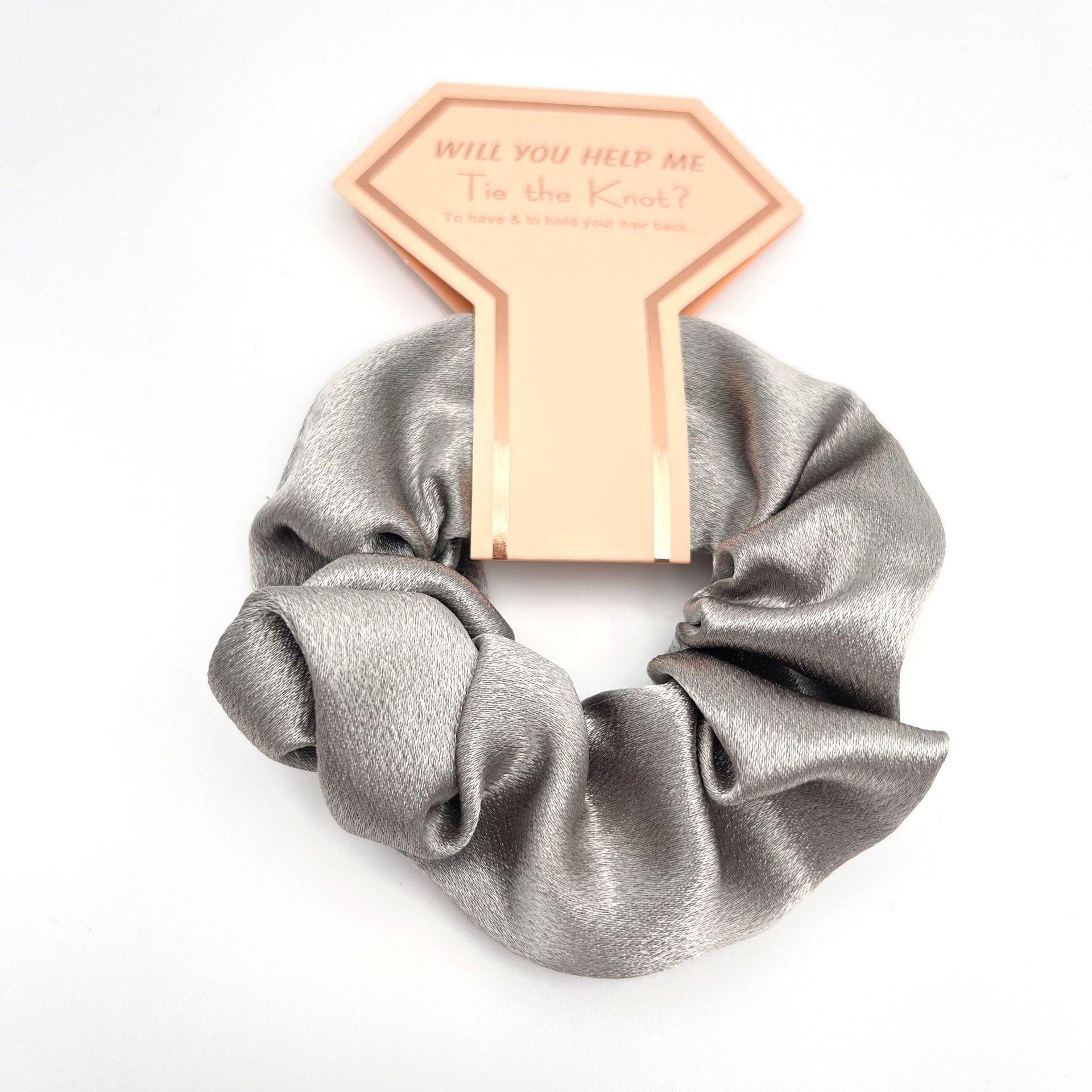 Crown Card Crystal Satin scrunchie Wedding party Gift Fashion solid color hair tie set 676812975531 - COCOMELODY