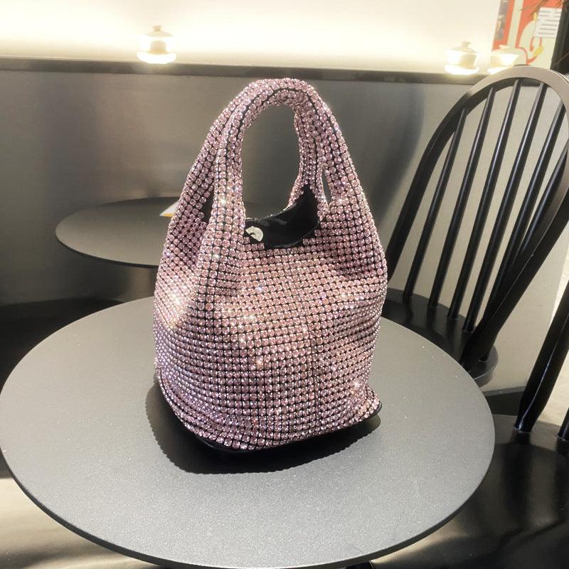 Diamond-encrusted and diamond-filled tote bucket dinner bag 819045946412 - COCOMELODY