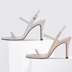 Stiletto heel Sandals Rhinestone Ankle Strap Shoes 765387738702 - COCOMELODY