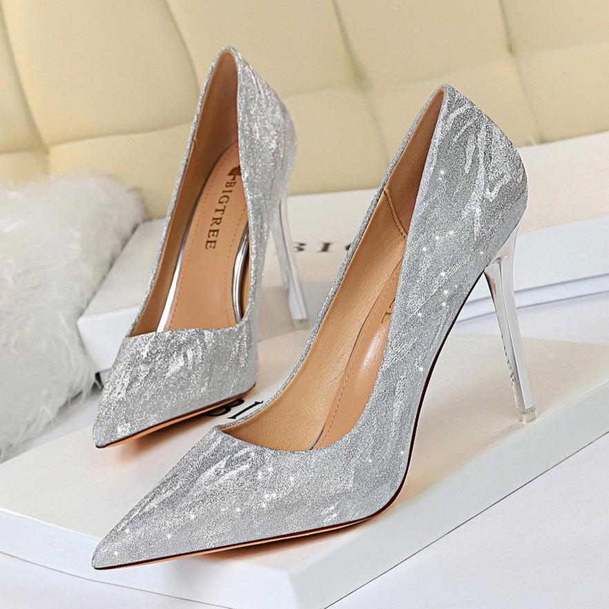 Glitter and Metallic Pointy Stiletto Heels 606336050941 - COCOMELODY