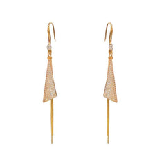 Miniature Zircon Triangular Long Tassel Ear Hook 807973724138 - COCOMELODY