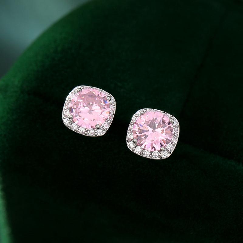 Color small square diamond earrings nail zircon earrings 528019159543 - COCOMELODY