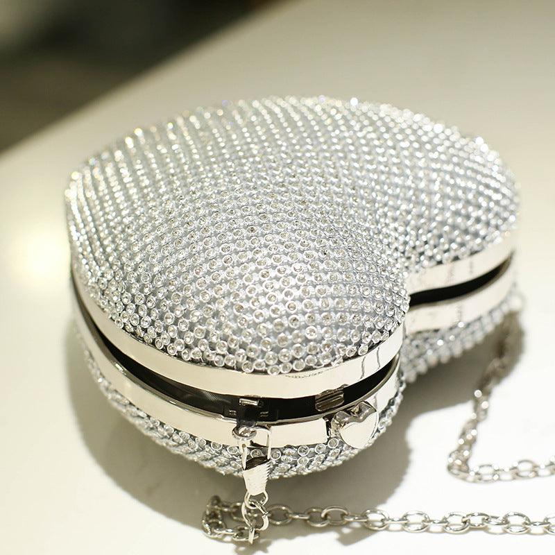 Diamond Heart Bag mini Shiny Diamond Evening bag 729106323676 - COCOMELODY
