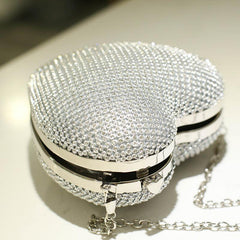 Diamond Heart Bag mini Shiny Diamond Evening bag 729106323676 - COCOMELODY