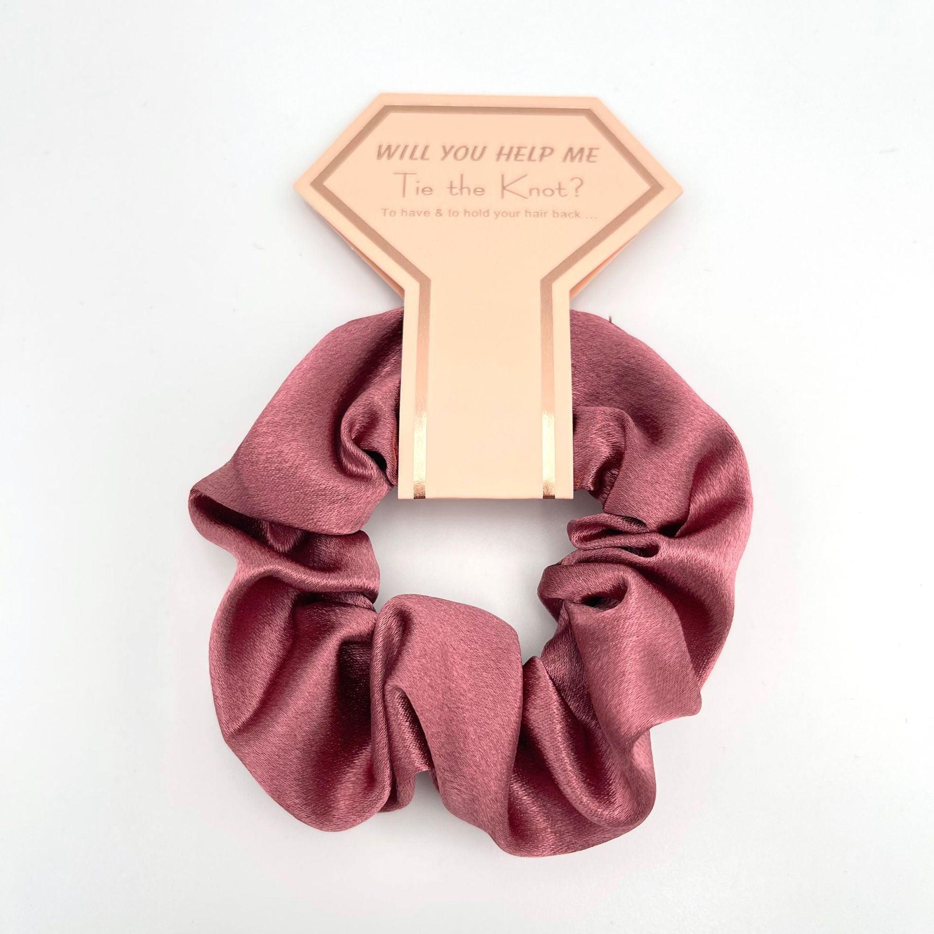 Crown Card Crystal Satin scrunchie Wedding party Gift Fashion solid color hair tie set 676812975531 - COCOMELODY