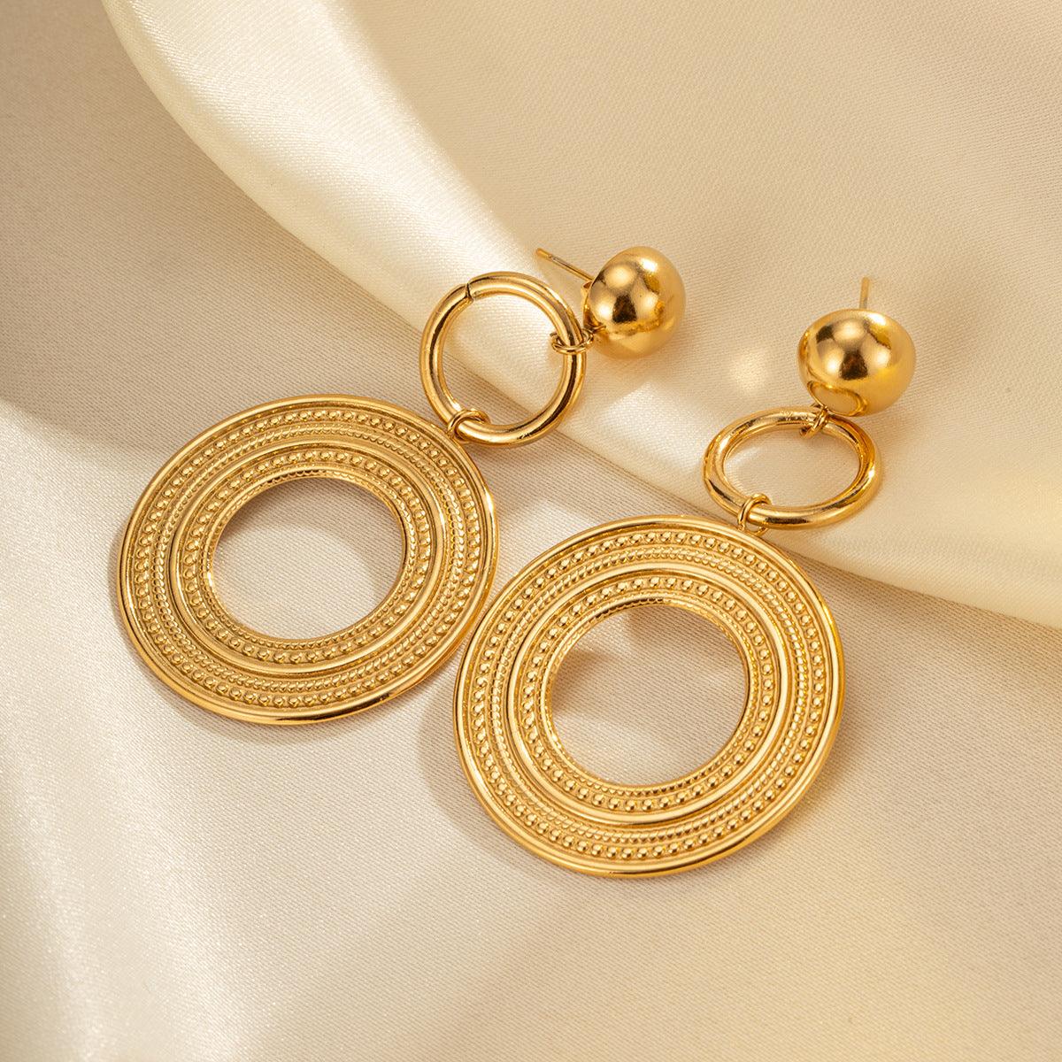Exaggerated Big Earrings Niche Design Titanium Steel Gold-Plated Earrings 782015326238 - COCOMELODY