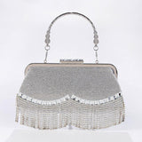 Rhinestone fringe evening bag 788222596906 - COCOMELODY