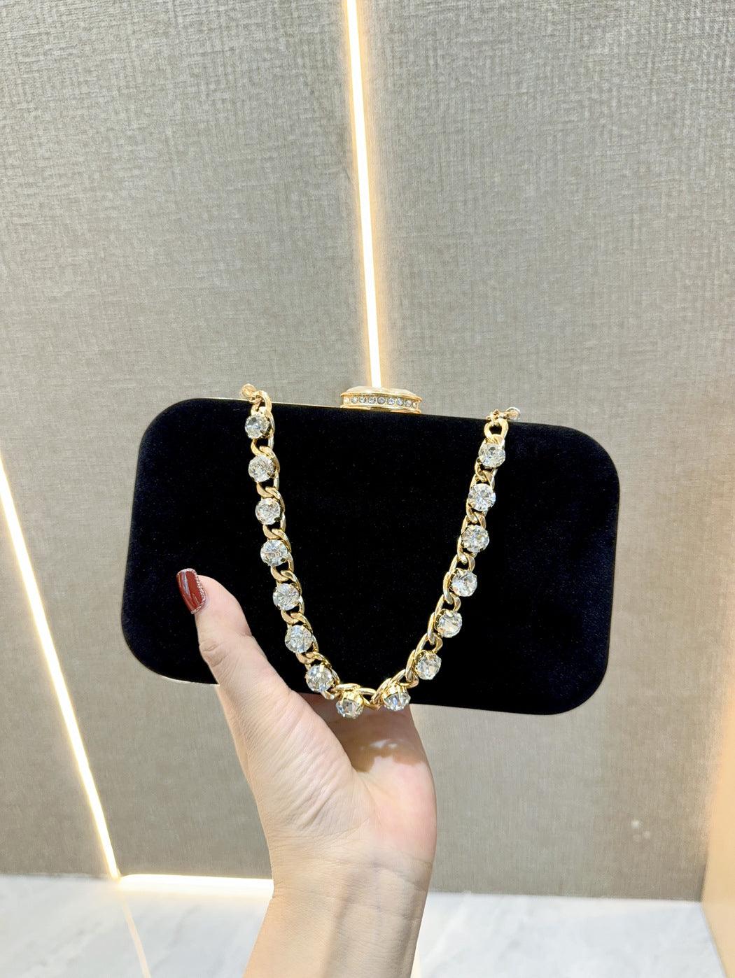 Evening clutch bag diamond-encrusted suede bag Dinner bag Women's crossbody bag 778944030967 - COCOMELODY