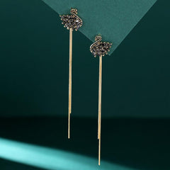 Swan tassel silver needle earrings 718899853686 - COCOMELODY