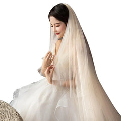 Trailing Pearl Yarn Double-Layer Covered Face Veil 606087692939 - COCOMELODY