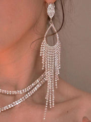 Fancy dress earrings full of drill drops tassel earrings 731767355368 - COCOMELODY