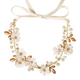 Bridal Headpieces Girls hair pieces Fabric flowers Pearl soft chain headpieces 650978170351 - COCOMELODY