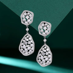 Long drop set zircon earrings 812324678919 - COCOMELODY