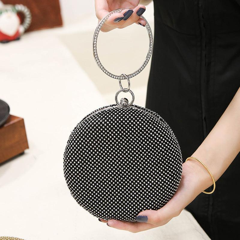 Rhinestone mid-round evening bag 791461170551 - COCOMELODY