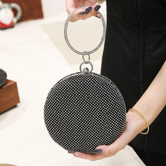 Rhinestone mid-round evening bag 791461170551 - COCOMELODY