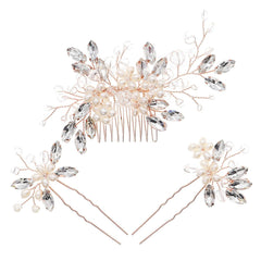 Wedding Hair Comb Pearl Forest Bride Hair Accessories Set of 3 734482274608 - COCOMELODY