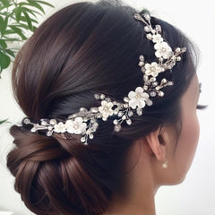 Bridal headwear European and American polymer clay flower crystal hair band hair accessories 685512271854 - COCOMELODY