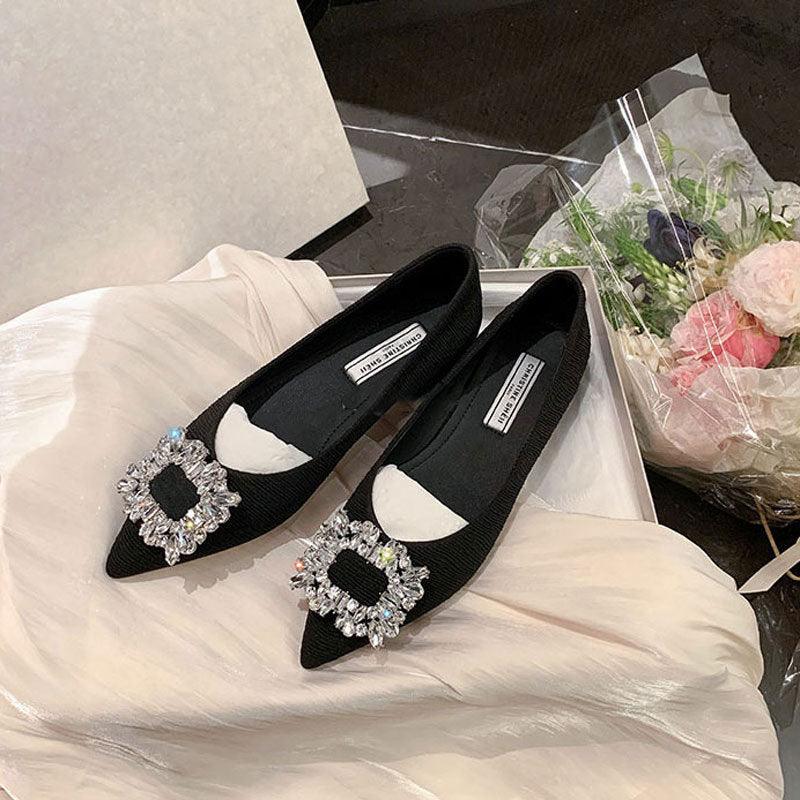 Rhinestone Pointy Flat Shoes 707106912708 - COCOMELODY