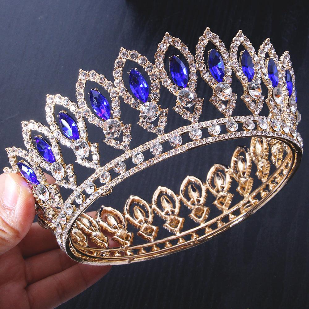 Full diamond Baroque round bridal tiara Crown accessories Alloy headband round tiara 723179819813 - COCOMELODY