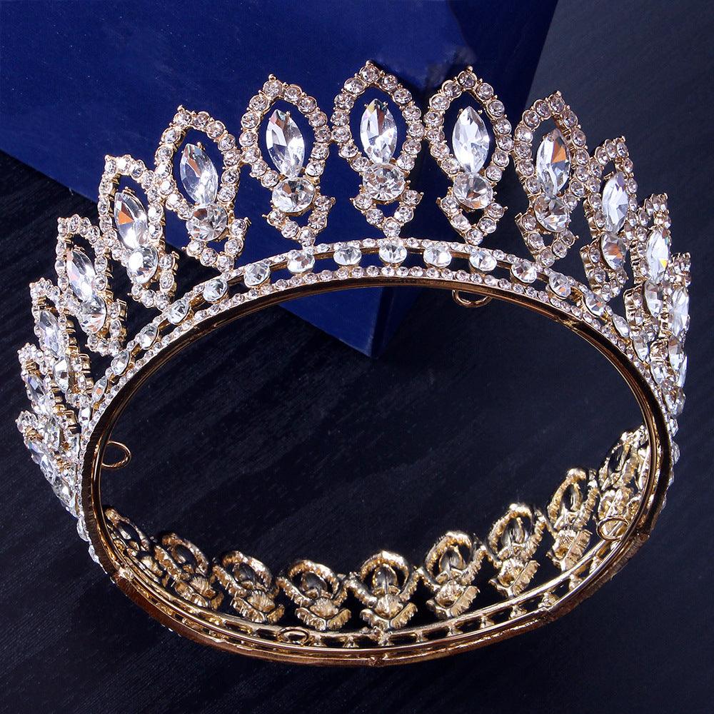 Full diamond Baroque round bridal tiara Crown accessories Alloy headband round tiara 723179819813 - COCOMELODY