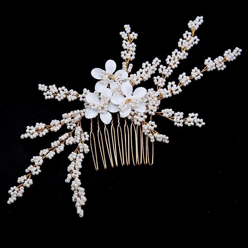 Gold Leaf Updo Hair Comb Handmade Bride Crown Headpiece Flower hair comb bridal accessories 771680467137 - COCOMELODY