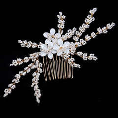 Gold Leaf Updo Hair Comb Handmade Bride Crown Headpiece Flower hair comb bridal accessories 771680467137 - COCOMELODY