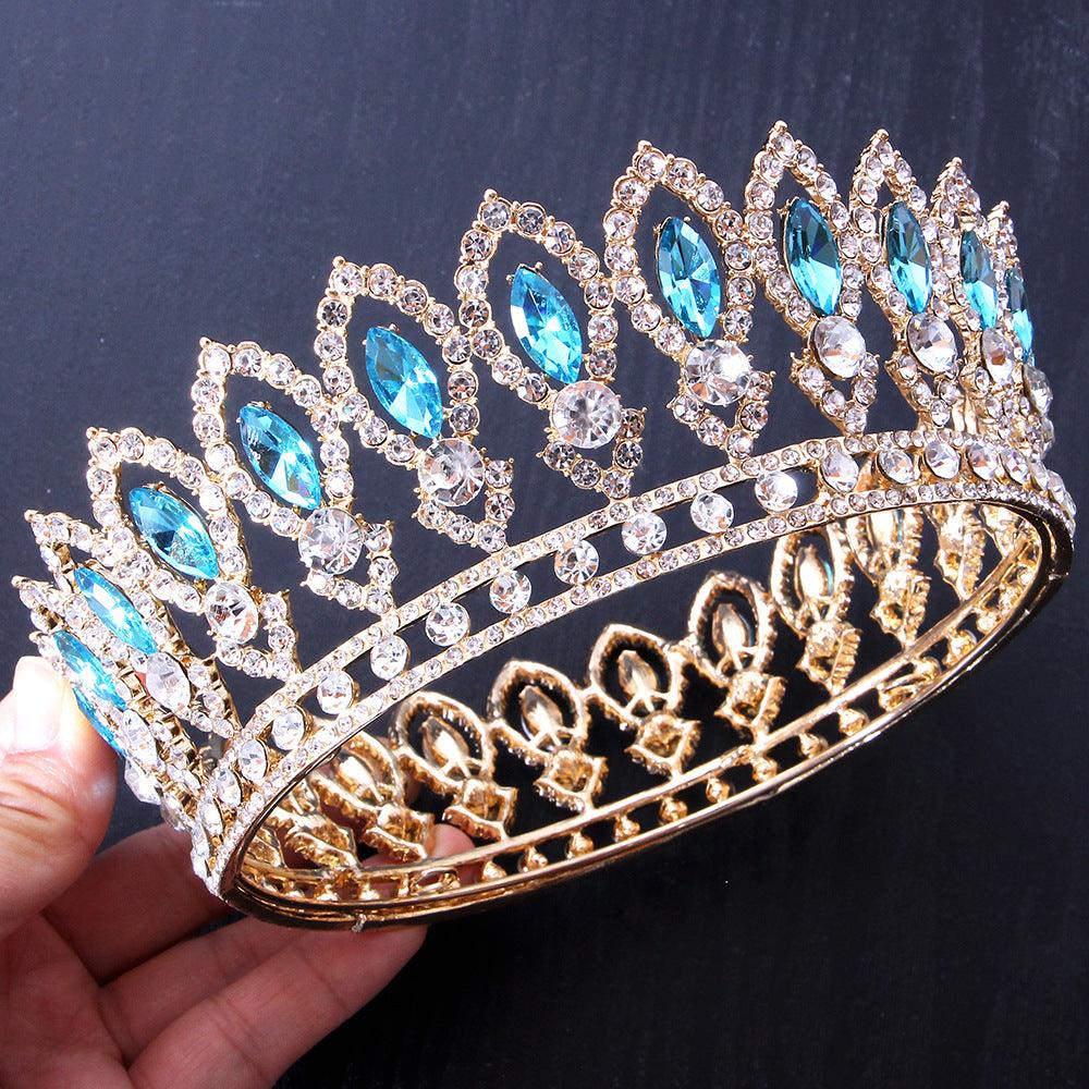 Full diamond Baroque round bridal tiara Crown accessories Alloy headband round tiara 723179819813 - COCOMELODY