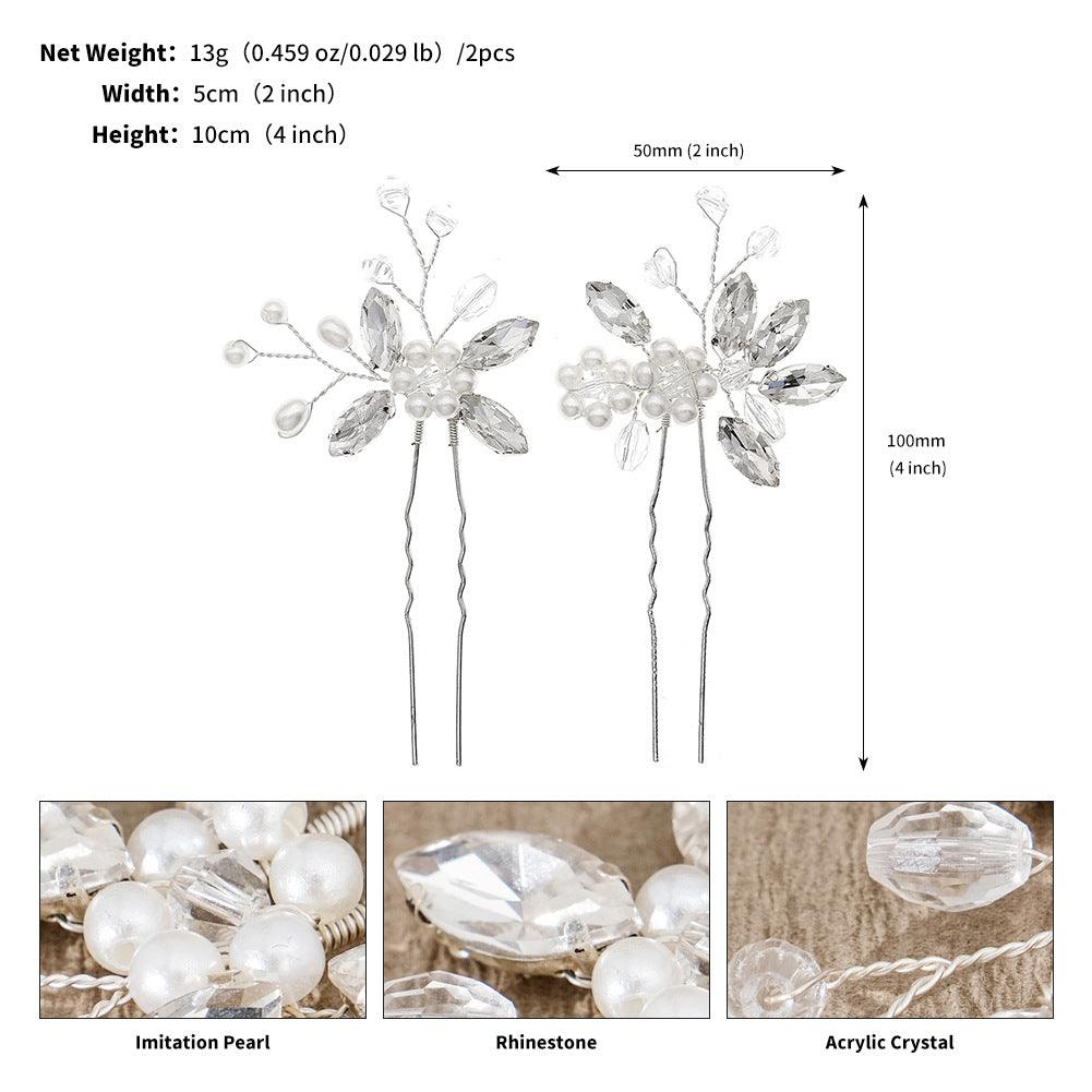 Bridal hairpin Wedding hairpin Handmade rhinestone pearl hairpins 788503768124 - COCOMELODY