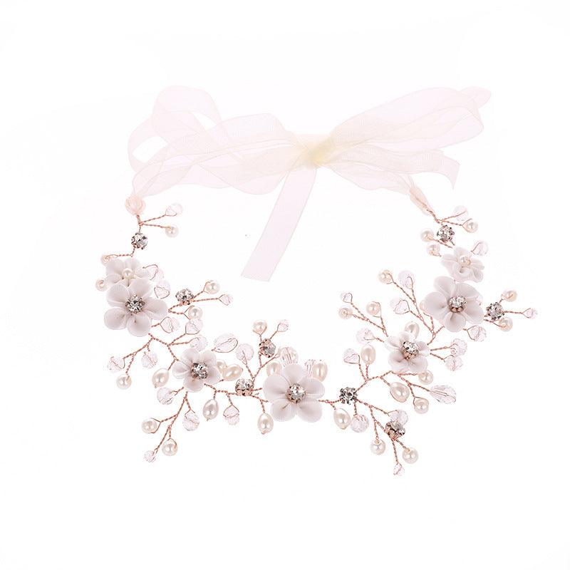 Bridal headwear European and American polymer clay flower crystal hair band hair accessories 685512271854 - COCOMELODY