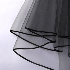 Simple black wrapped Halloween vintage wedding multi-layered veil 171962684 - COCOMELODY