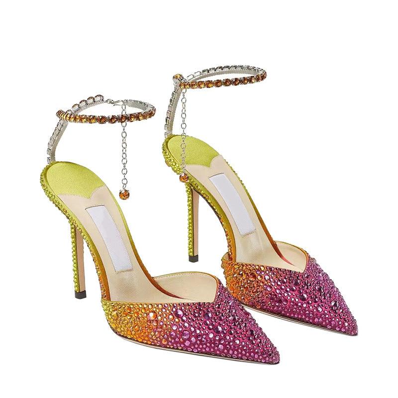 Glitter Ankle Strap Pointy Stiletto heel Sandals 772939443259 - COCOMELODY