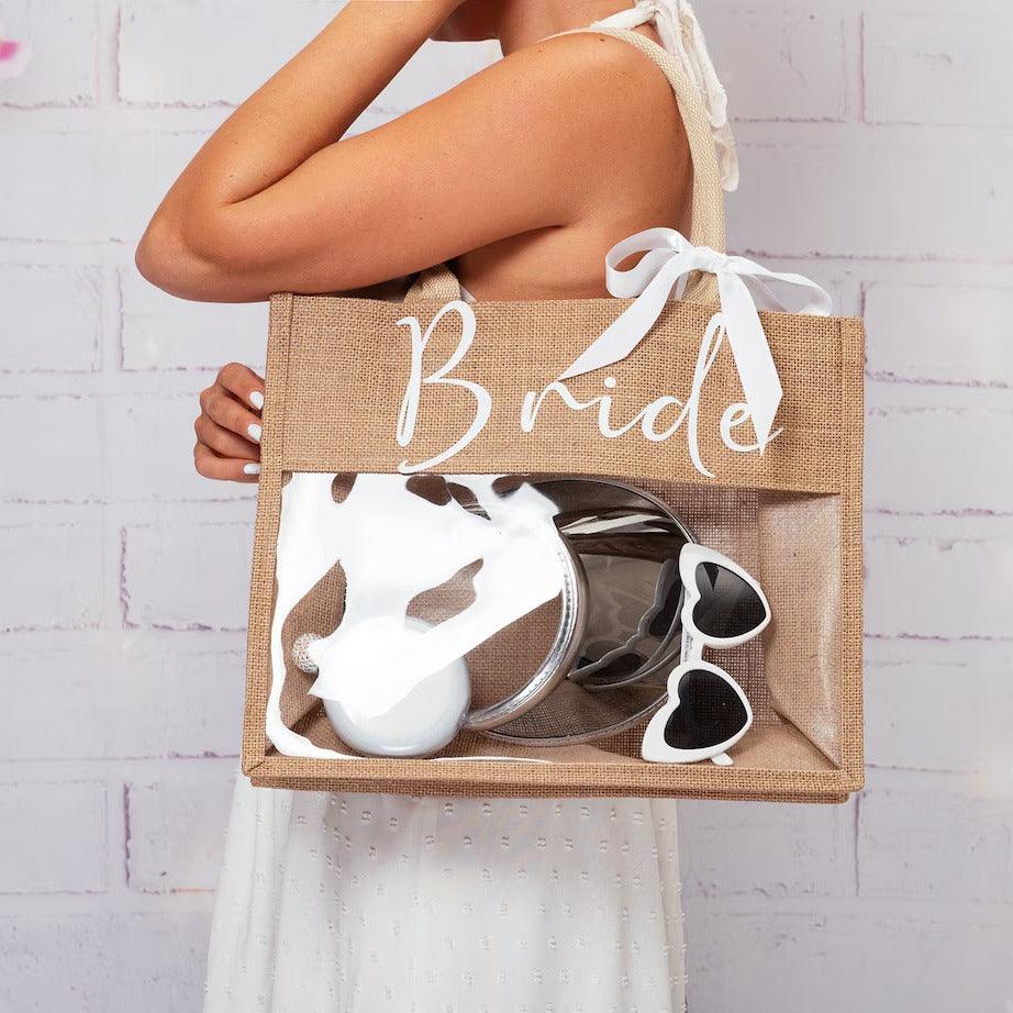 Printed lettering Bride Beach wedding decoration honeymoon trip ribbon makeup bag bridal gift 787520922805 - COCOMELODY