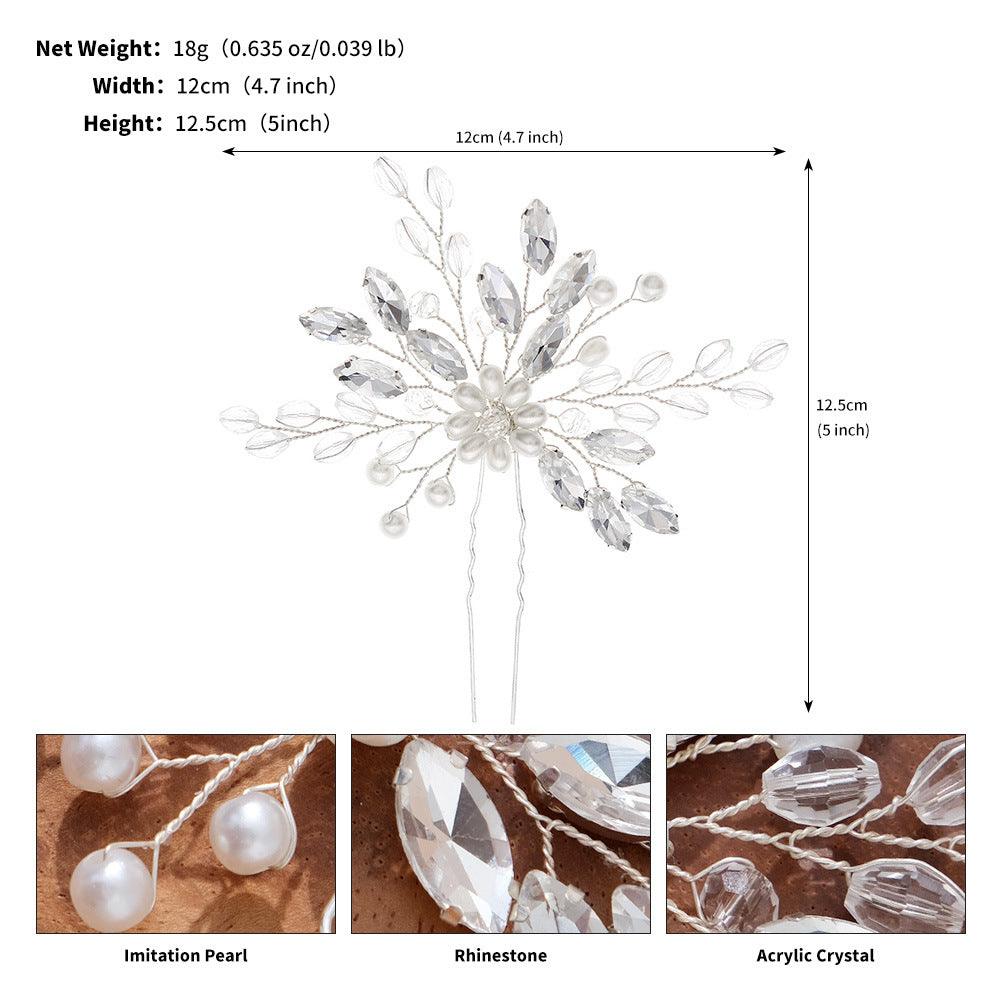 Bridal hairpin Wedding hairpin Handmade rhinestone pearl hairpins 788503768124 - COCOMELODY