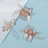 Bridal Accessories Hairpin Hair set Handmade crystal flower hair comb Pearl comb 643477798259 - COCOMELODY