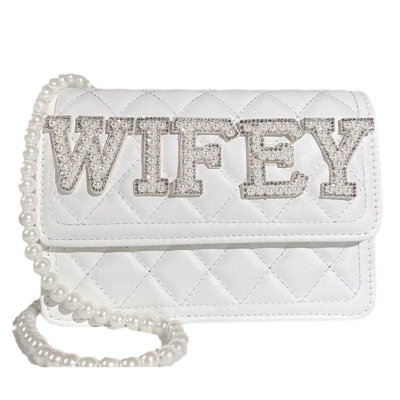 Bride Wifey Mrs Bride Wifey Mrs Alphabet purse Pearl crossbody bag bridal shower 731646137930 - COCOMELODY