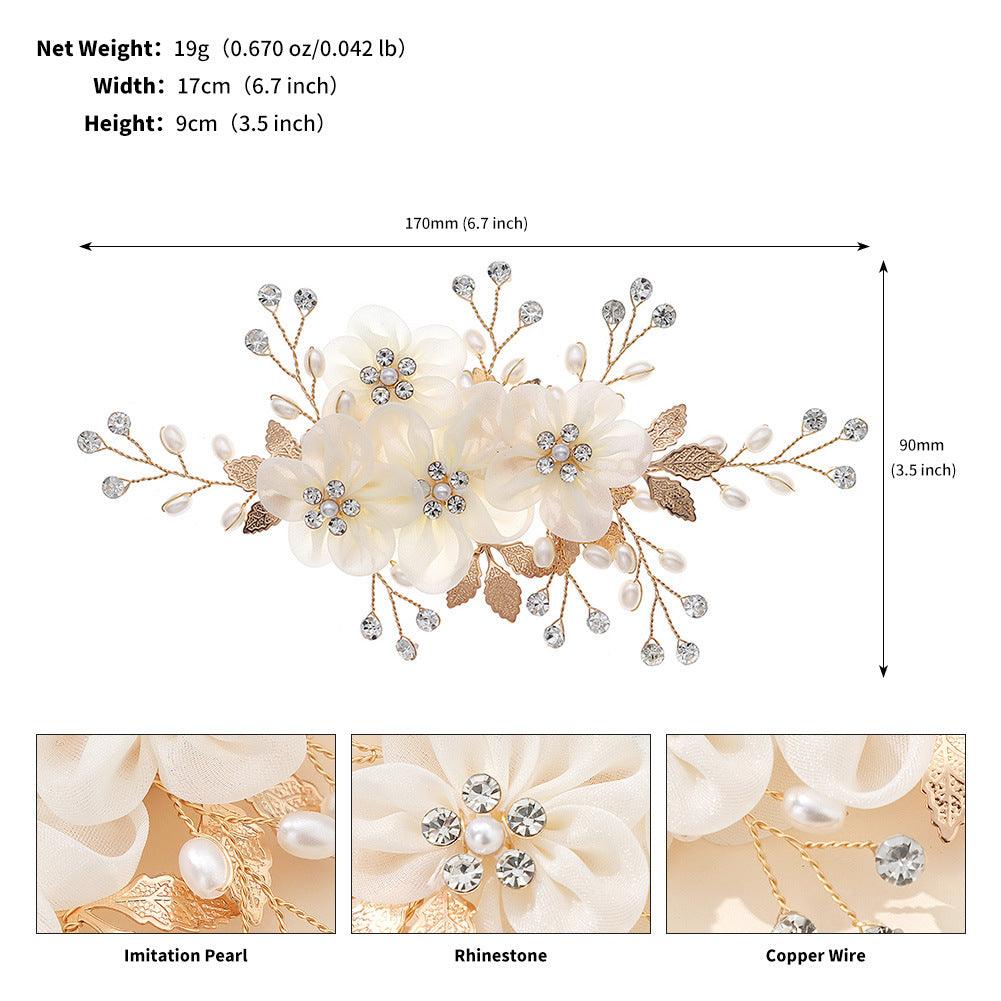 Beautiful white flower handcrafted hair clip Wedding hair accessories Diamond pearl hair clip 753896048928 - COCOMELODY