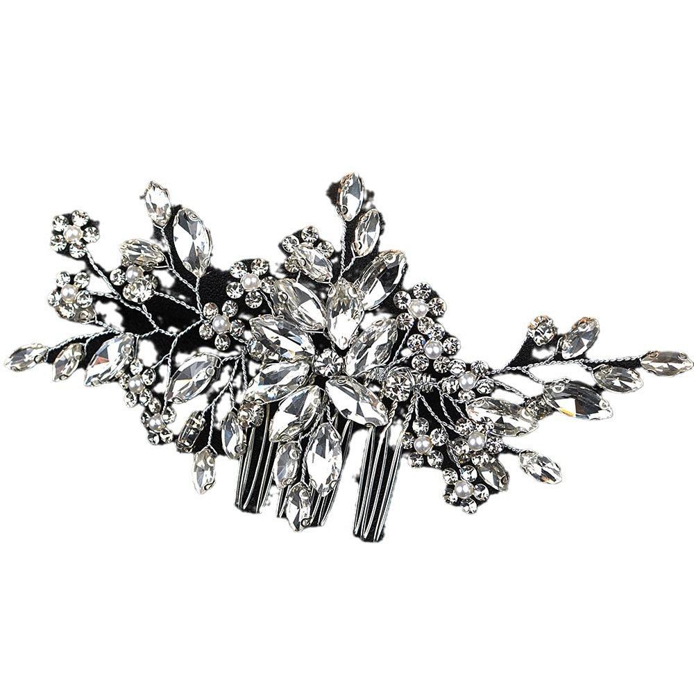 Pearl drill comb hand hair accessories inlaid crystal hair comb 749310304340 - COCOMELODY