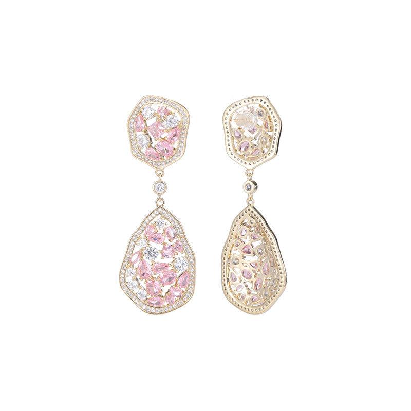 Long drop set zircon earrings 812324678919 - COCOMELODY