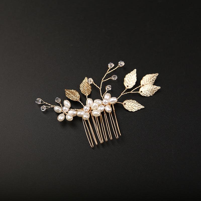 Golden Leaf Bride Combs 2 Pieces 7969295597726 - COCOMELODY