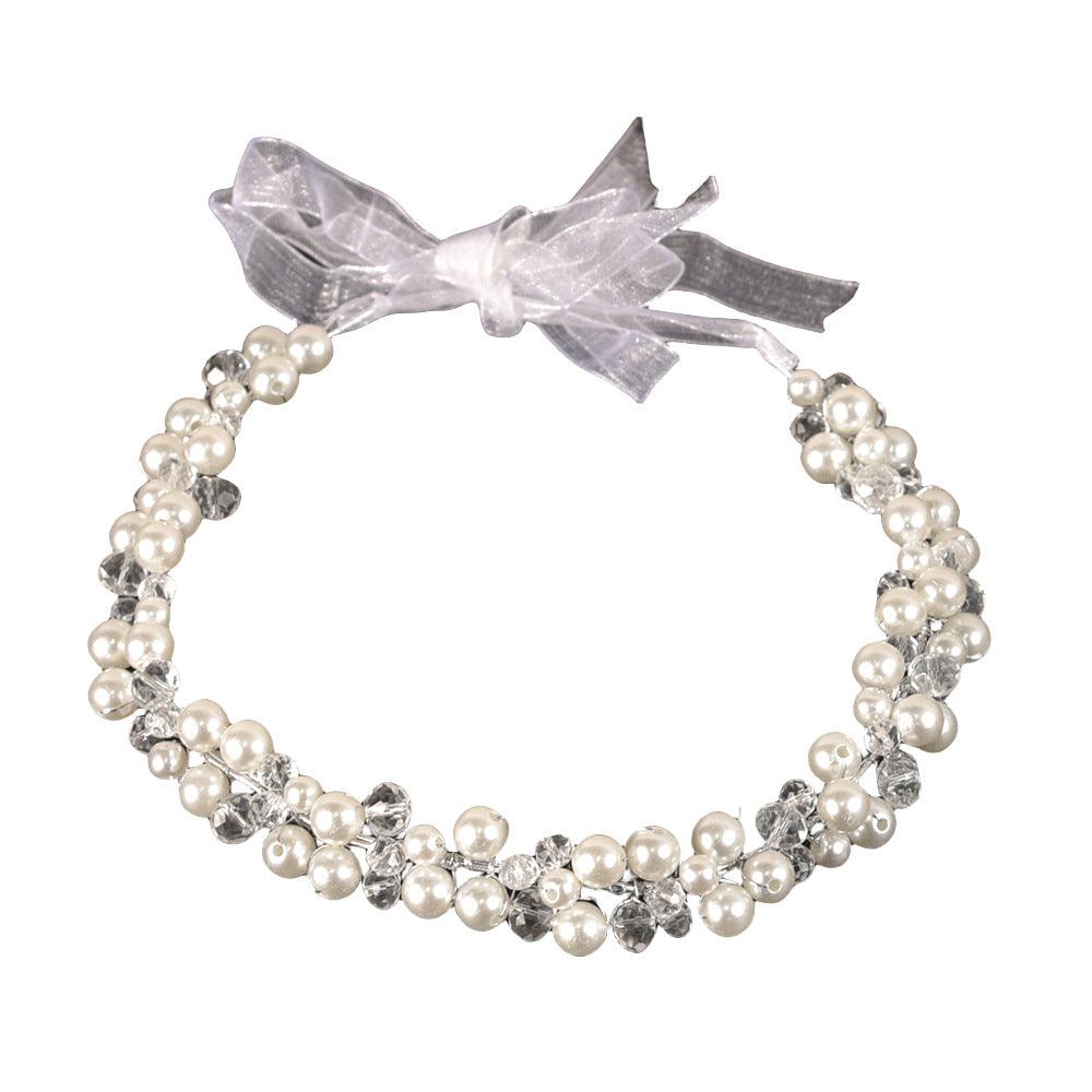 Bridal headwear for girls Pearl headband Headband with yarn band 583256976866 - COCOMELODY