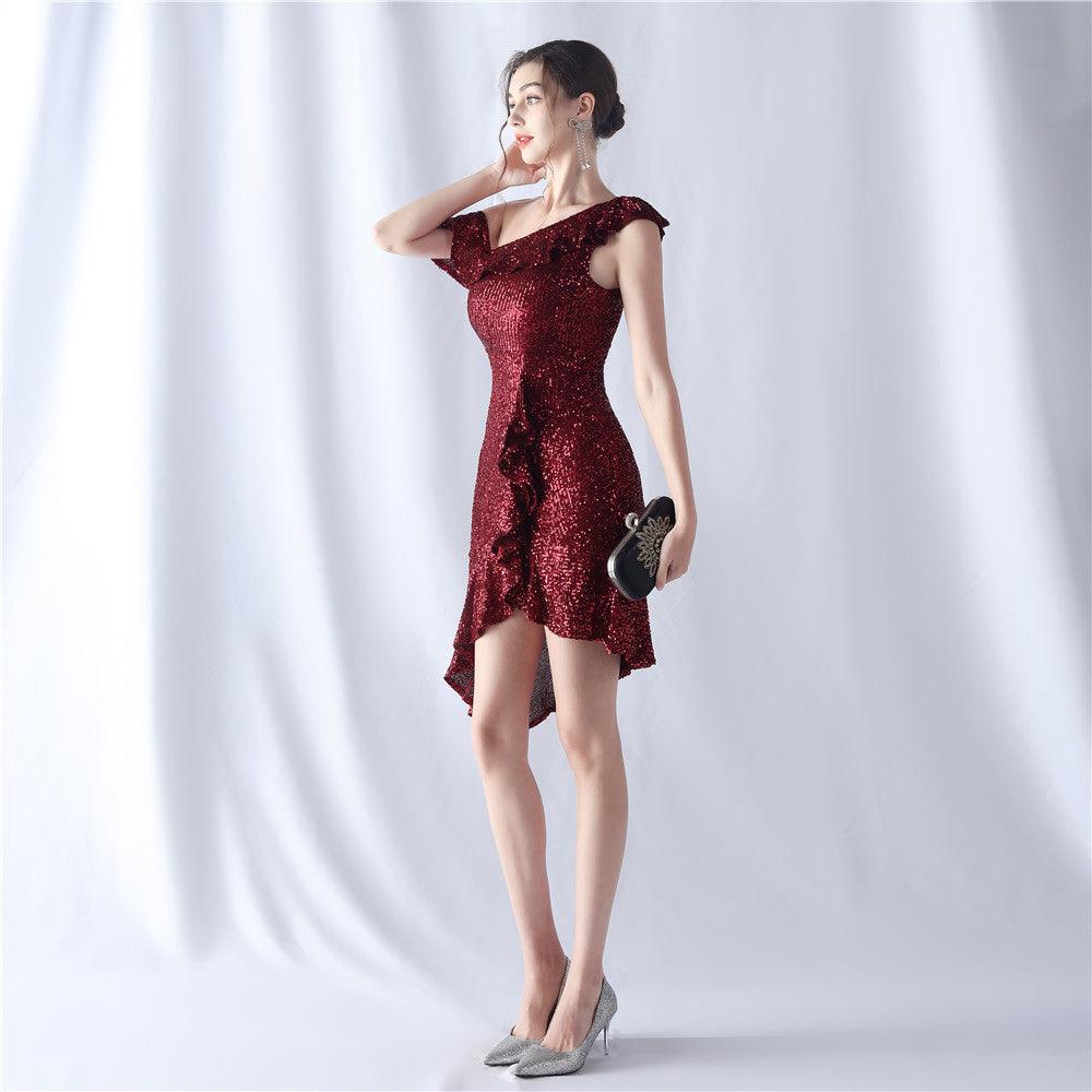 Sheath-Column Knee Length Sequined Cocktail Dress 803821408027 - COCOMELODY