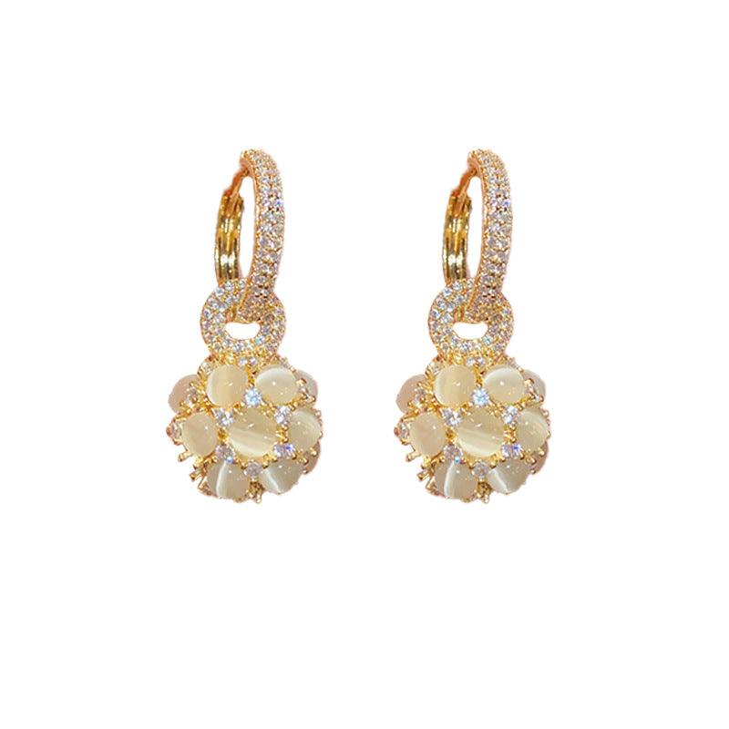 Personality delicate trend opal ball earrings 728149054328 - COCOMELODY