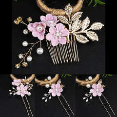 Wedding Hair Comb Pearl Crystal Bride Hair Accessories Set of 4 709072032456 - COCOMELODY